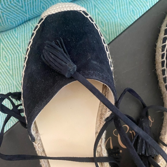 Suede espadrilles with lace up suede ties.  Made in Spain - Picture 3 of 5